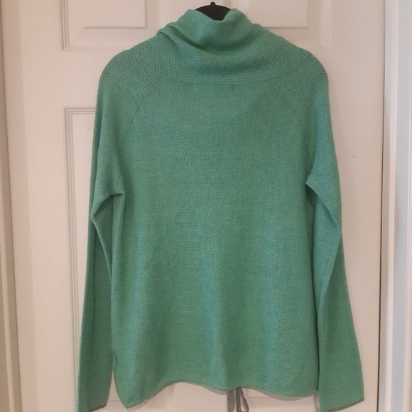 Anthropologie Drawstring Waffle Cowlneck Top by Sparrow Color Mint Medium - Picture 5 of 10